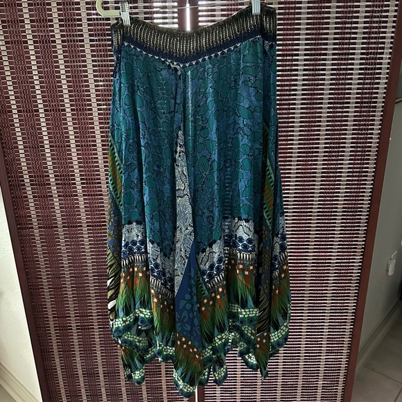 Bila Maxi Skirt Womens PXL Blue Hanky Hem Midi Hippie Cottagecore Boho petite - Picture 1 of 7